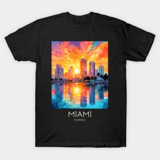 A Pop Art Travel Print of Miami - Florida - US T-Shirt